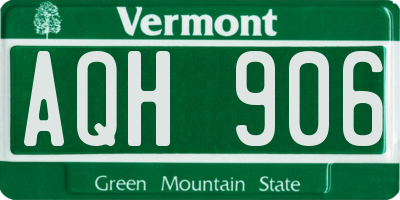 VT license plate AQH906