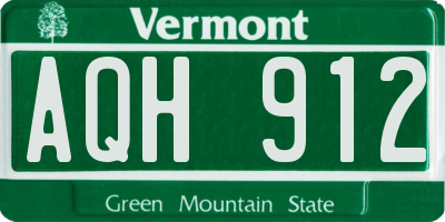 VT license plate AQH912