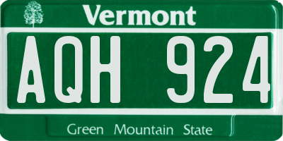 VT license plate AQH924