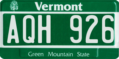 VT license plate AQH926
