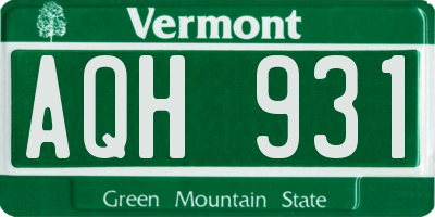 VT license plate AQH931