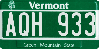 VT license plate AQH933