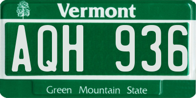 VT license plate AQH936