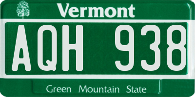 VT license plate AQH938
