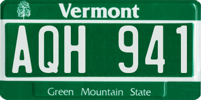 VT license plate AQH941