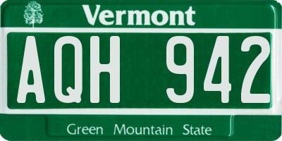 VT license plate AQH942