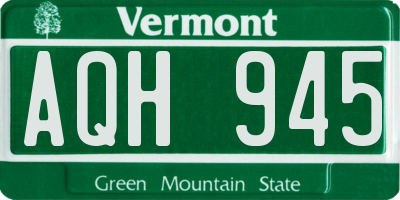 VT license plate AQH945