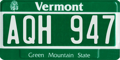 VT license plate AQH947