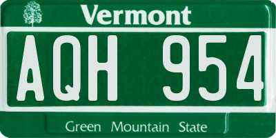 VT license plate AQH954