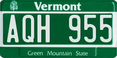 VT license plate AQH955