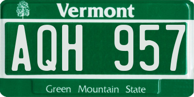 VT license plate AQH957