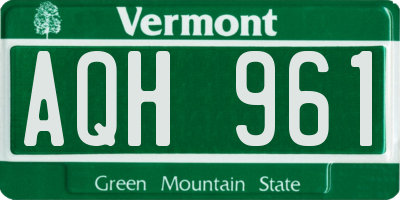 VT license plate AQH961