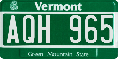 VT license plate AQH965