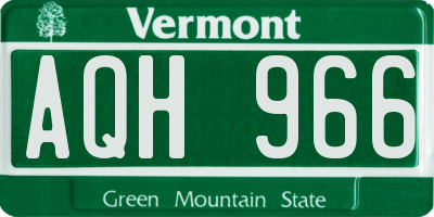 VT license plate AQH966