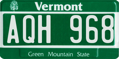 VT license plate AQH968