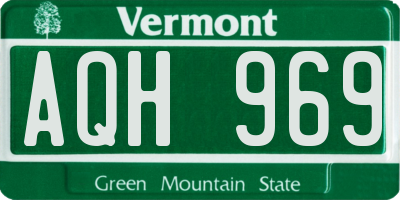 VT license plate AQH969