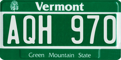 VT license plate AQH970