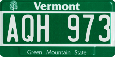 VT license plate AQH973