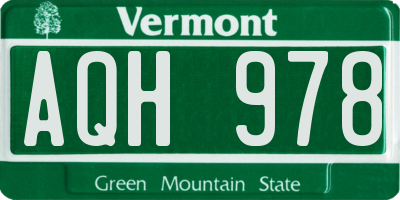 VT license plate AQH978