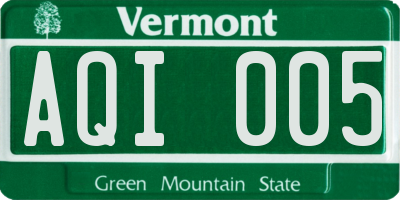 VT license plate AQI005