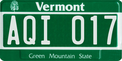 VT license plate AQI017