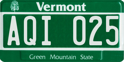VT license plate AQI025