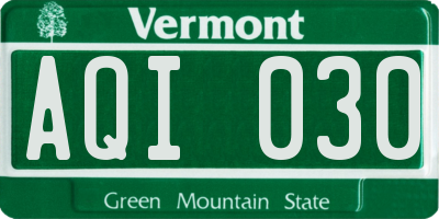 VT license plate AQI030