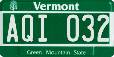 VT license plate AQI032