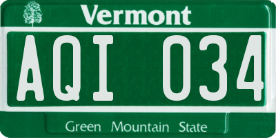 VT license plate AQI034