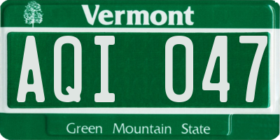 VT license plate AQI047
