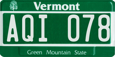 VT license plate AQI078