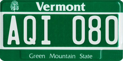 VT license plate AQI080