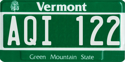 VT license plate AQI122