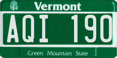 VT license plate AQI190