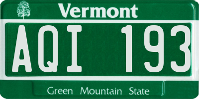 VT license plate AQI193