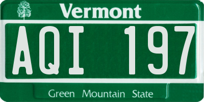 VT license plate AQI197