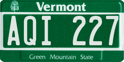 VT license plate AQI227
