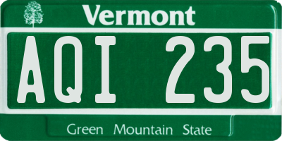 VT license plate AQI235