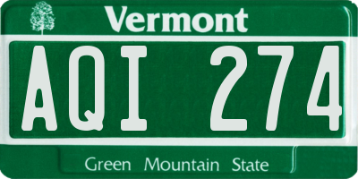 VT license plate AQI274
