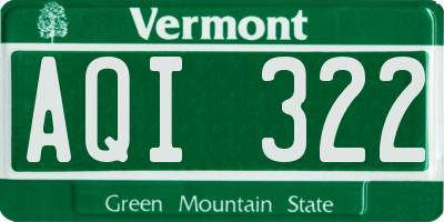 VT license plate AQI322