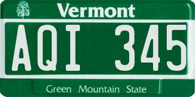 VT license plate AQI345