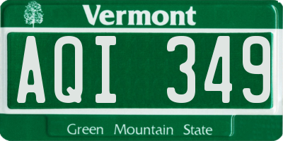 VT license plate AQI349