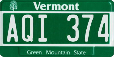 VT license plate AQI374
