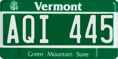 VT license plate AQI445