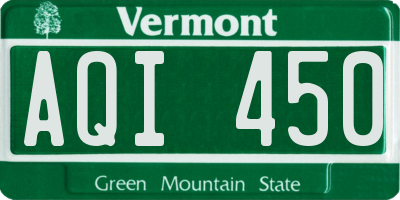 VT license plate AQI450