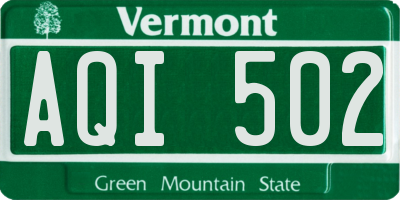 VT license plate AQI502