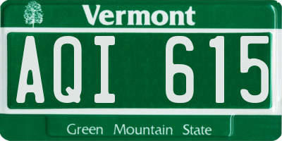 VT license plate AQI615