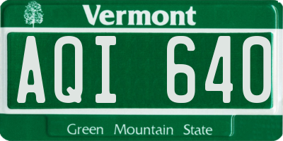 VT license plate AQI640