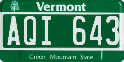 VT license plate AQI643