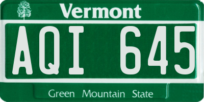 VT license plate AQI645